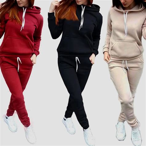 Womens High Waist Tracksuit Set Weekday Hoodie, Pants.